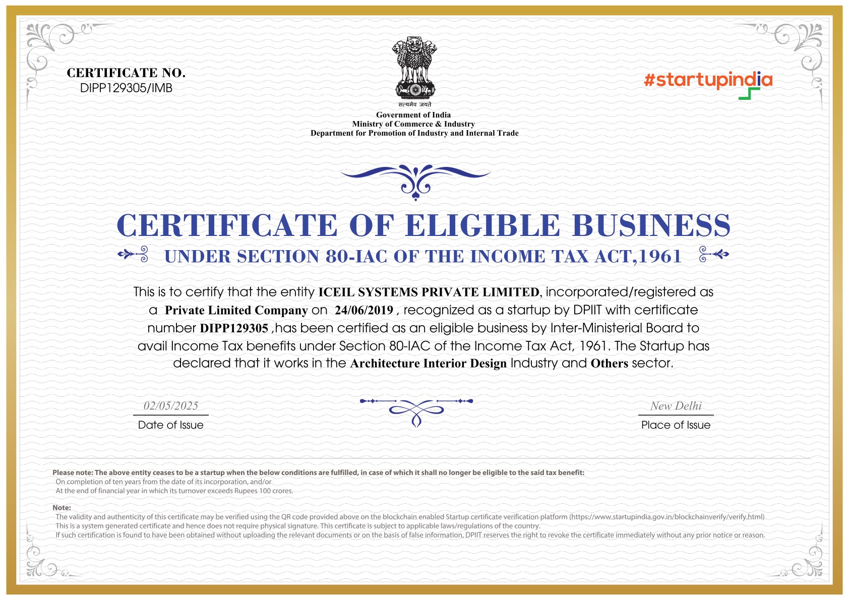 80 IAC Certificate